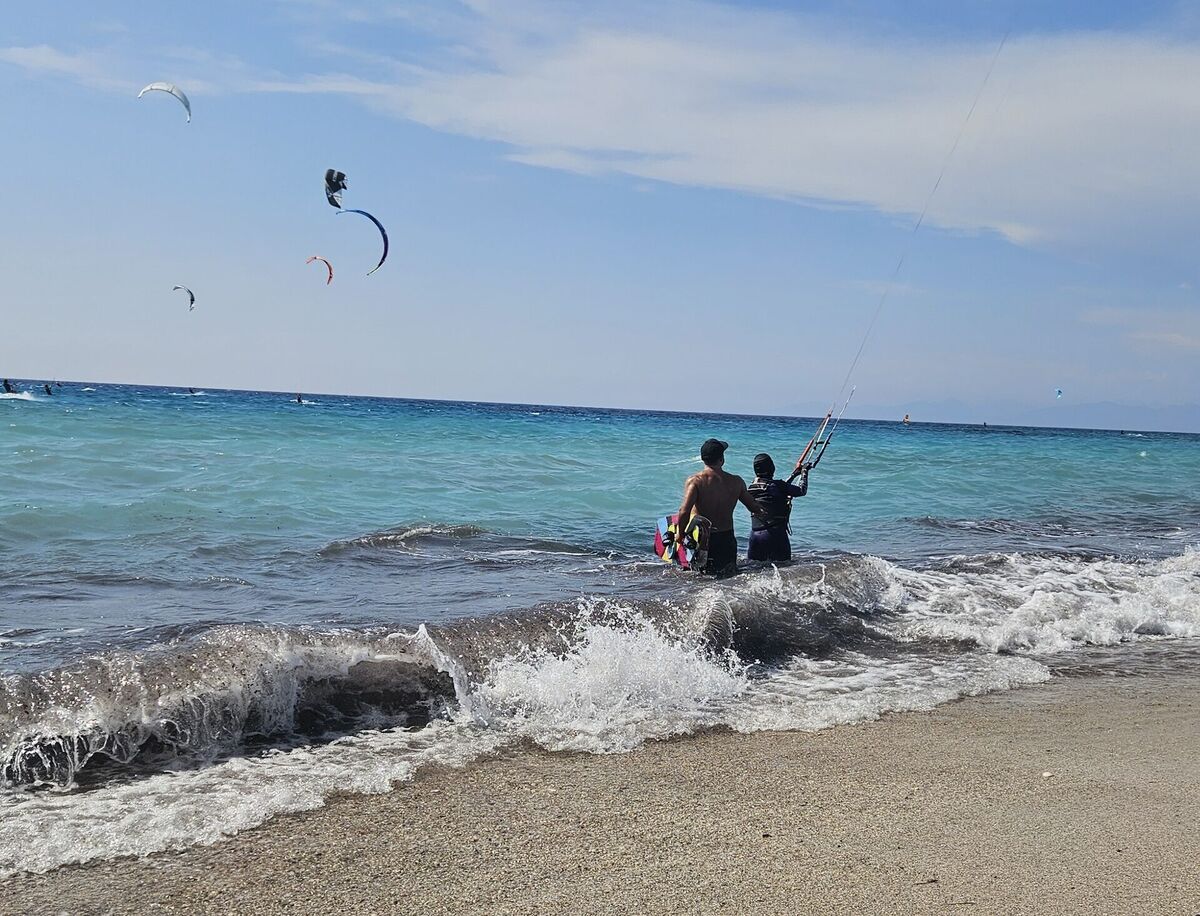 Coaching a student in the water